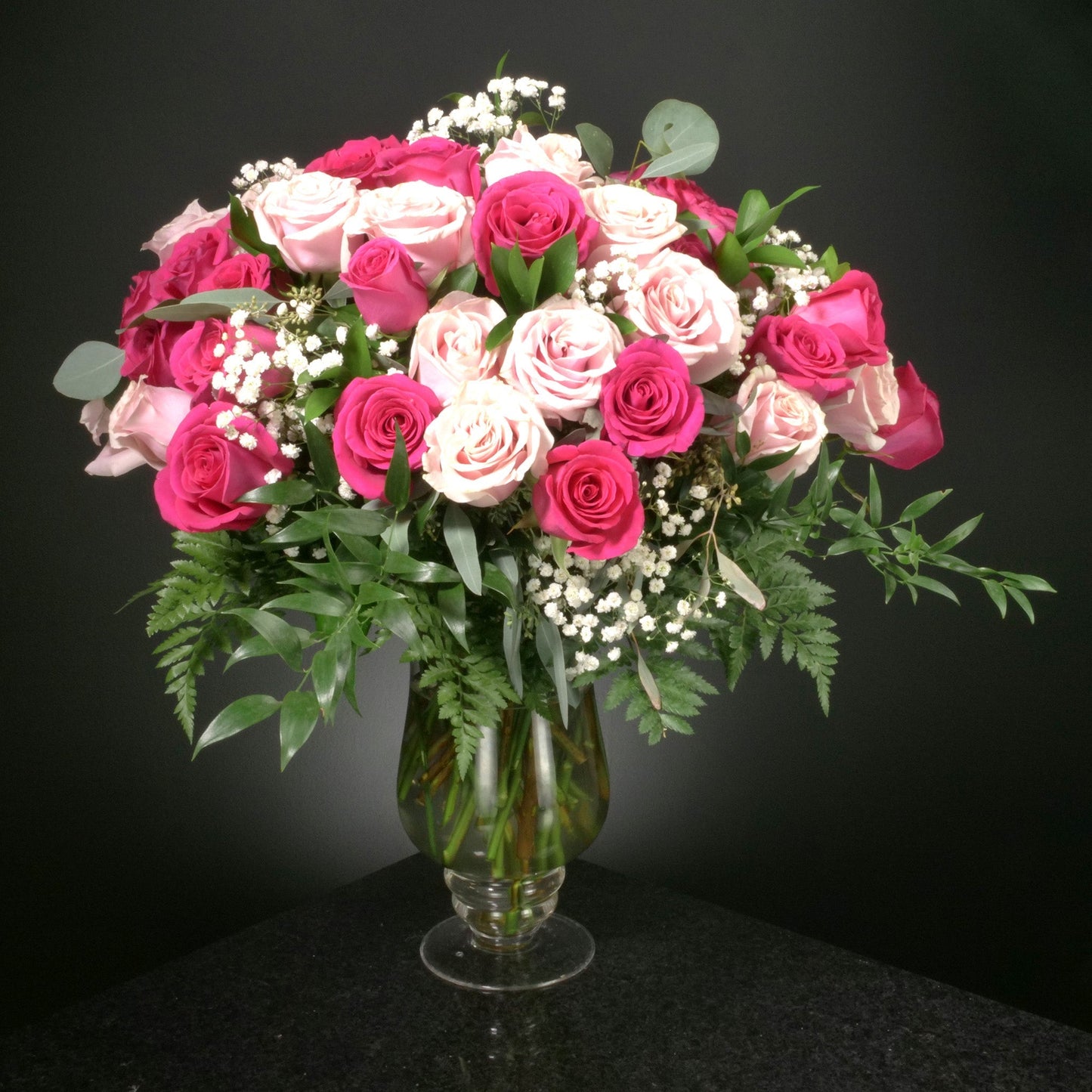 50 Roses / Vase / Fancy