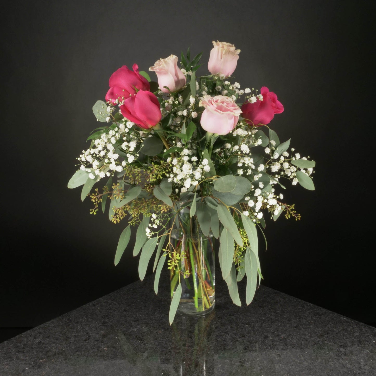 6 Roses / Vase / Fancy