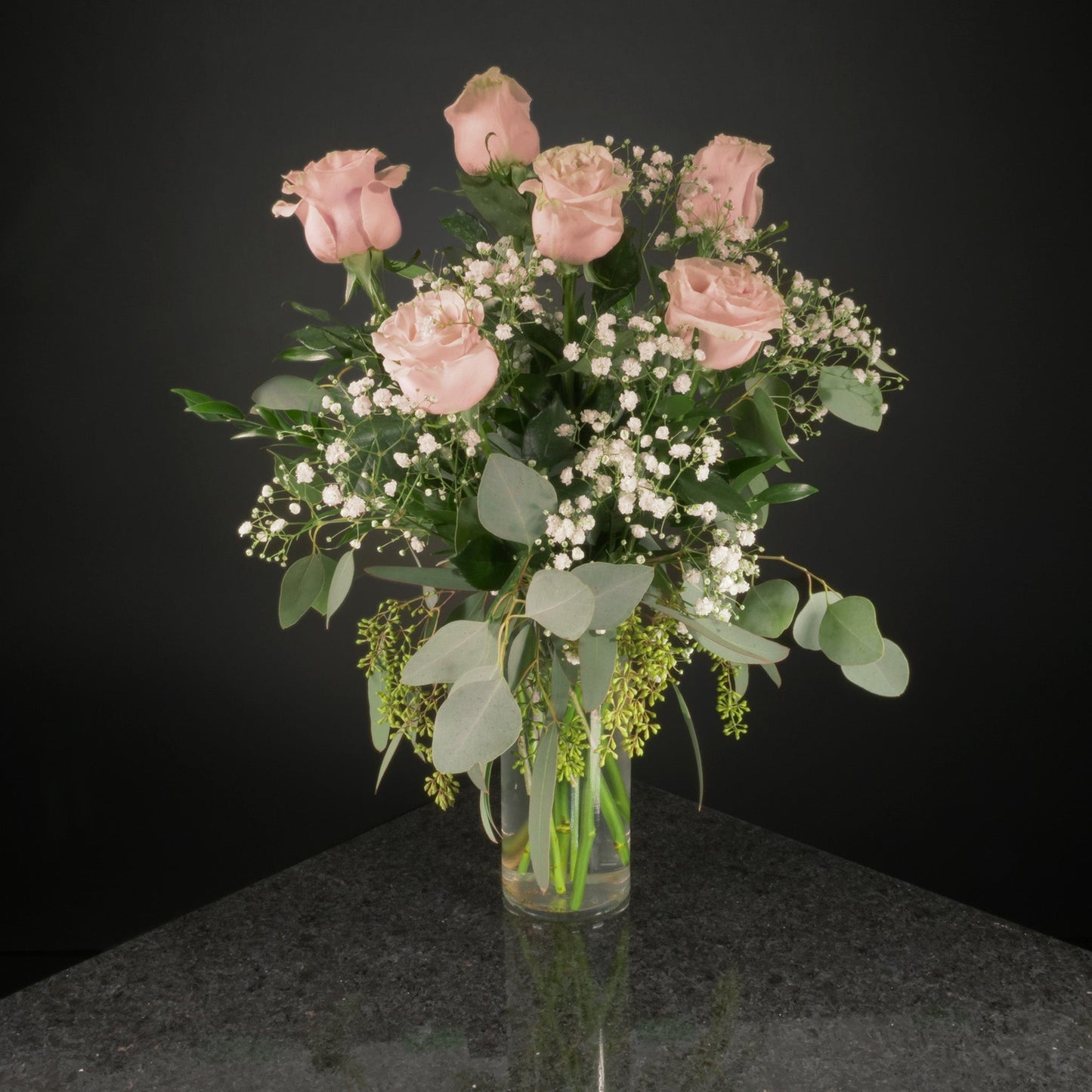 6 Roses / Vase / Fancy