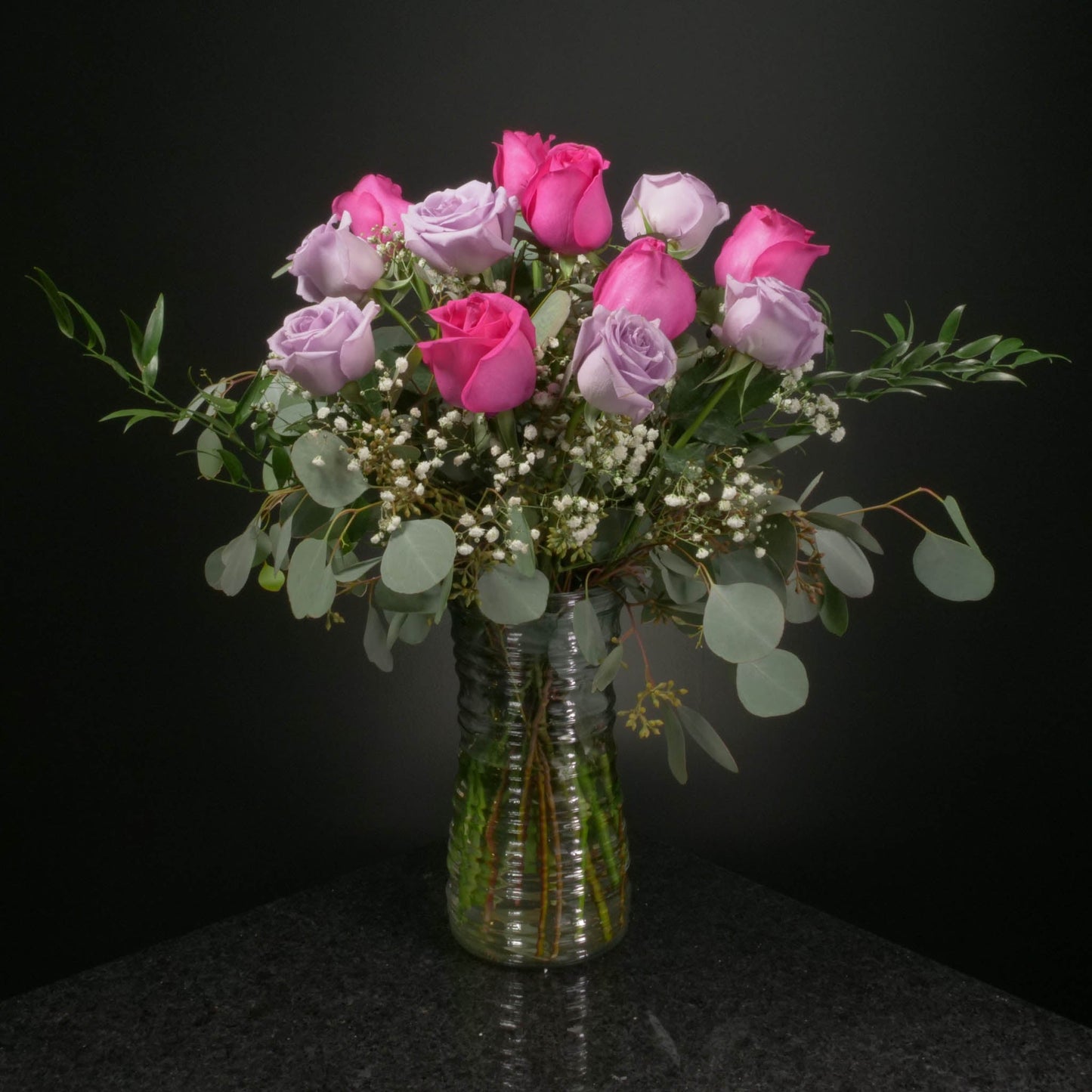 12 Roses / Vase / Fancy