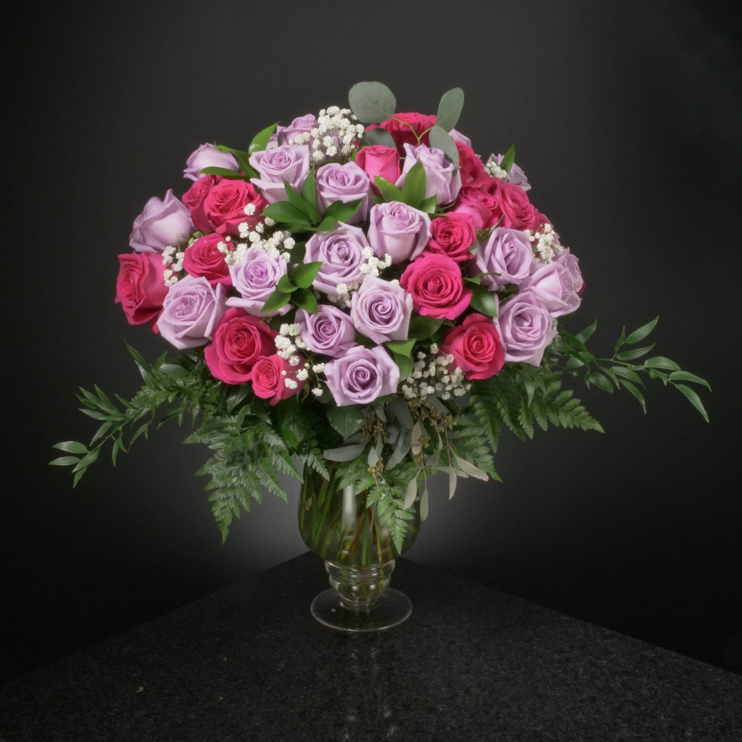 50 Roses / Vase / Fancy