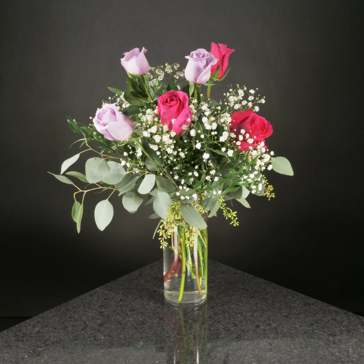 6 Roses / Vase / Fancy