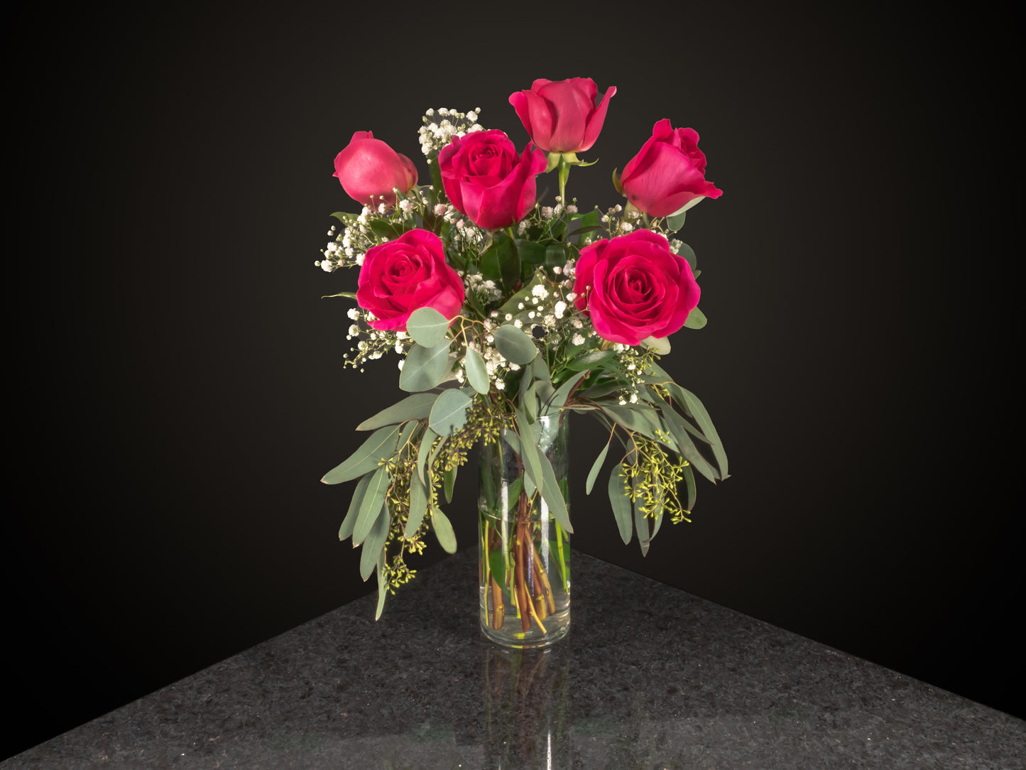 6 Roses / Vase / Fancy