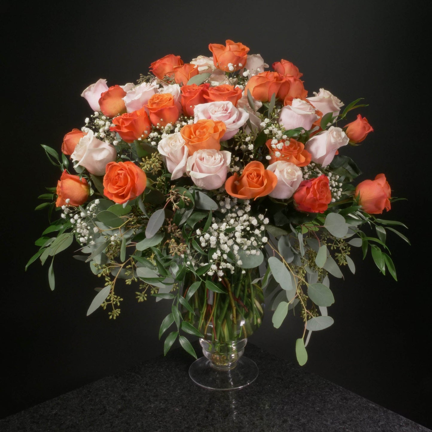 50 Roses / Vase / Fancy