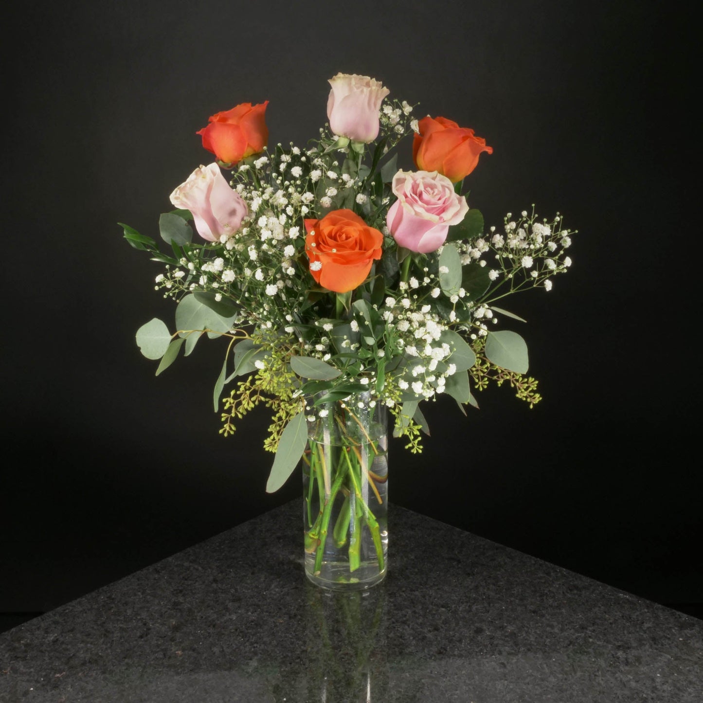 6 Roses / Vase / Fancy
