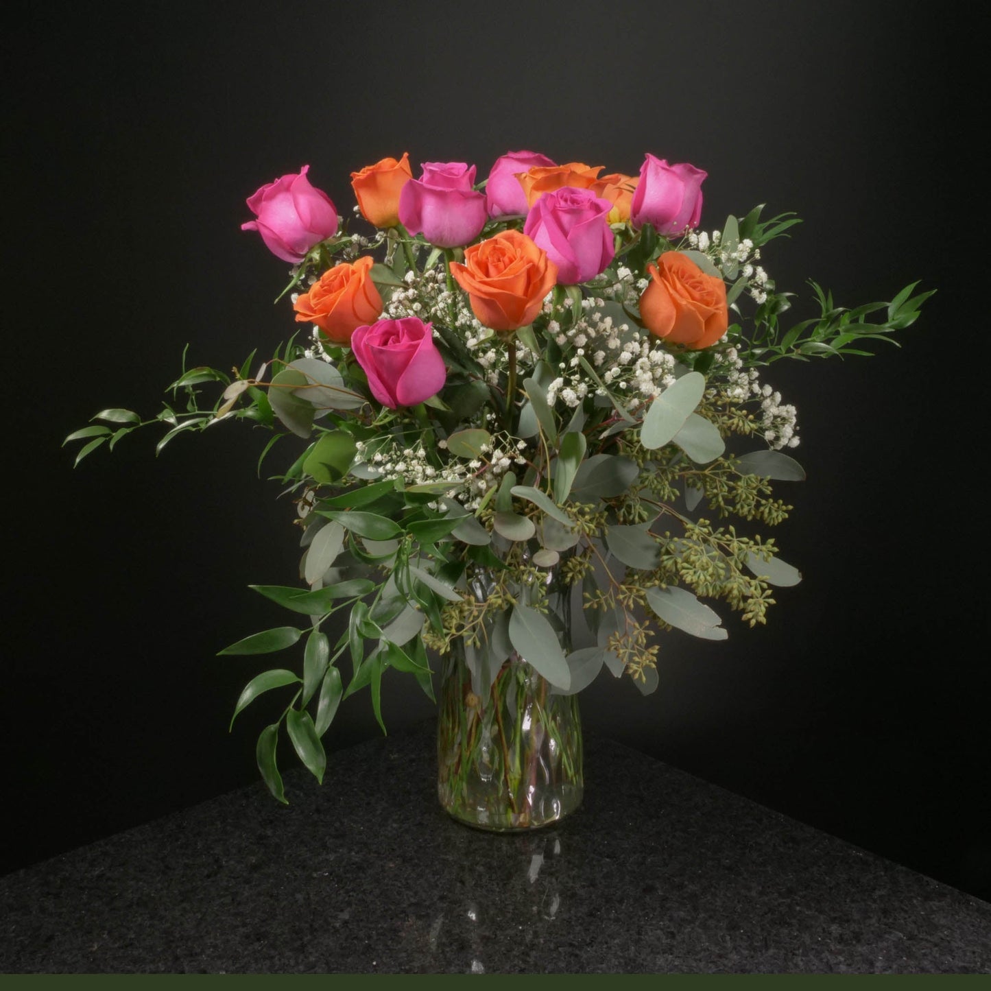12 Roses / Vase / Fancy