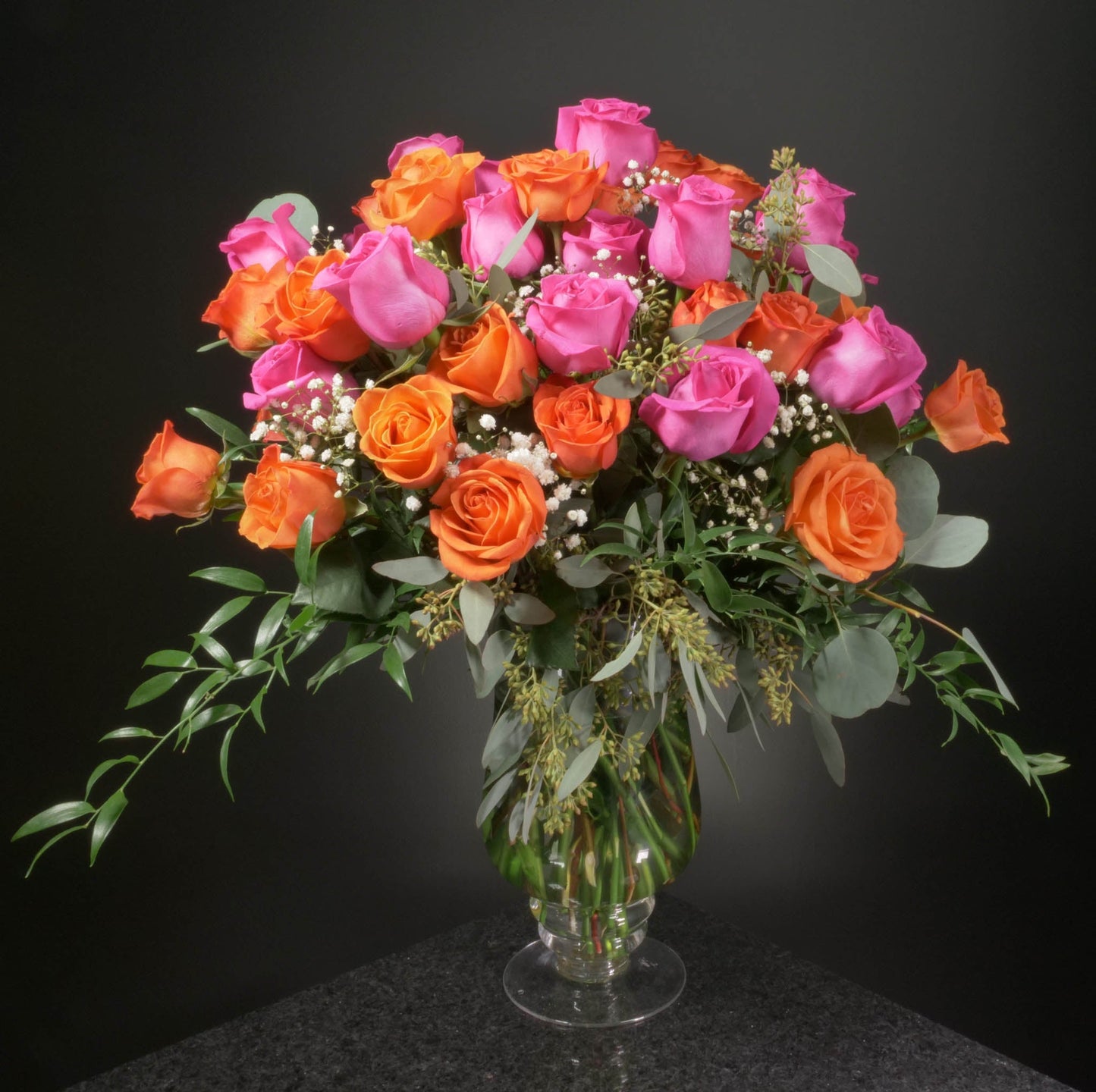 50 Roses / Vase / Fancy