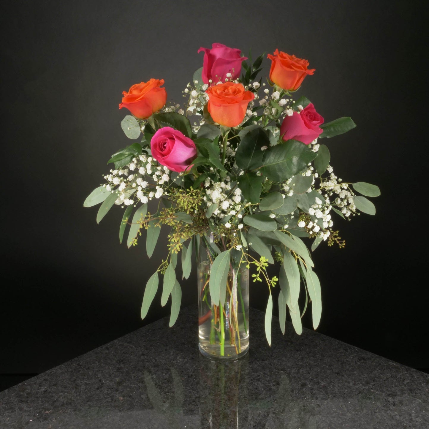 6 Roses / Vase / Fancy