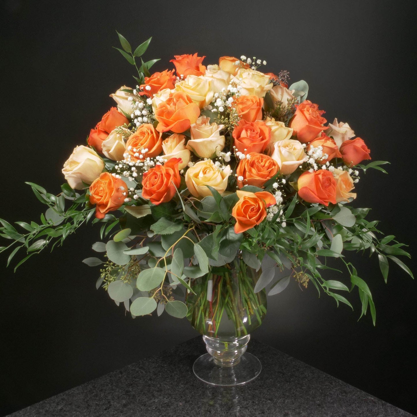 50 Roses / Vase / Fancy