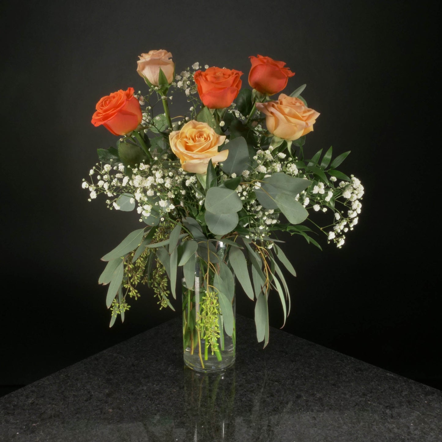 6 Roses / Vase / Fancy
