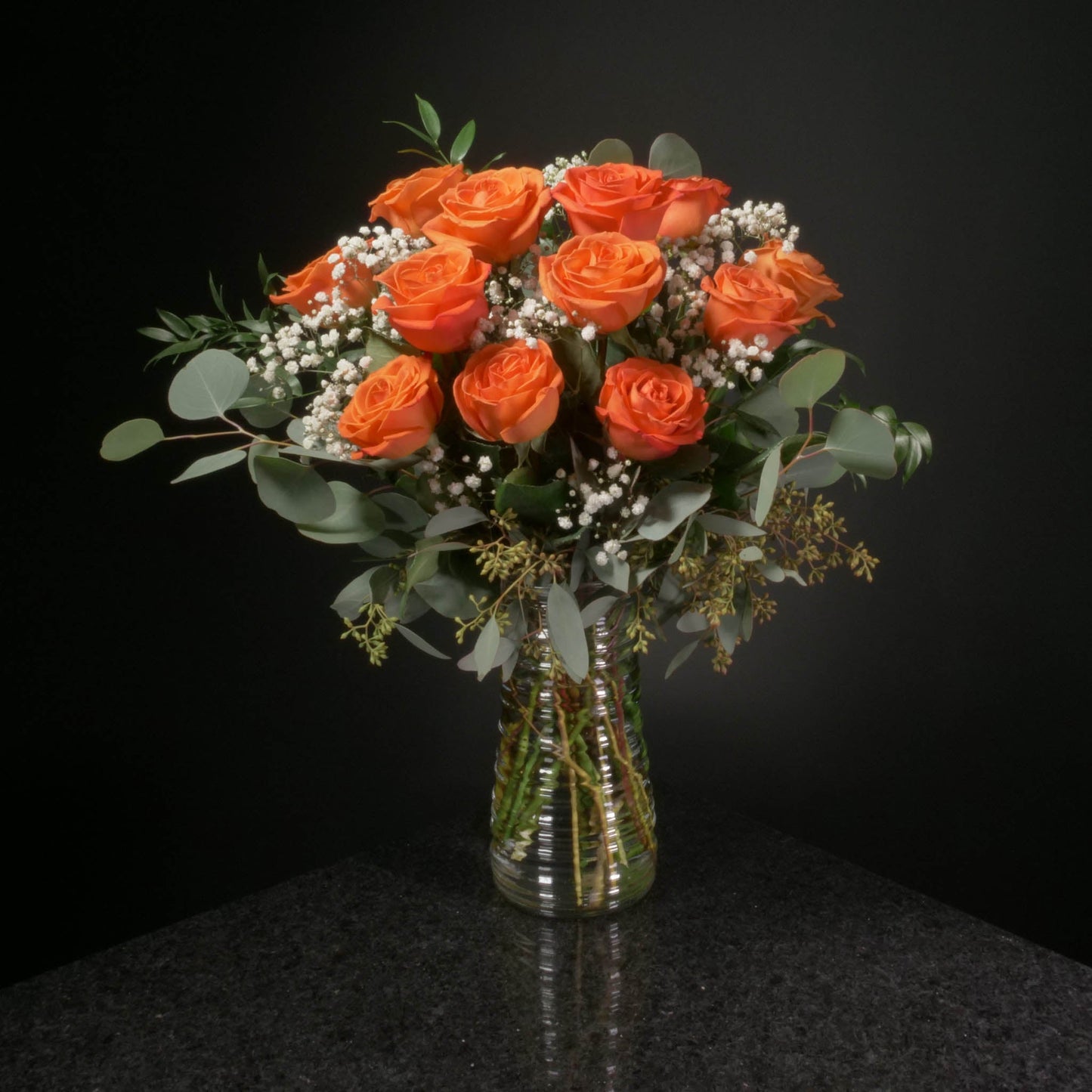 12 Roses / Vase / Fancy