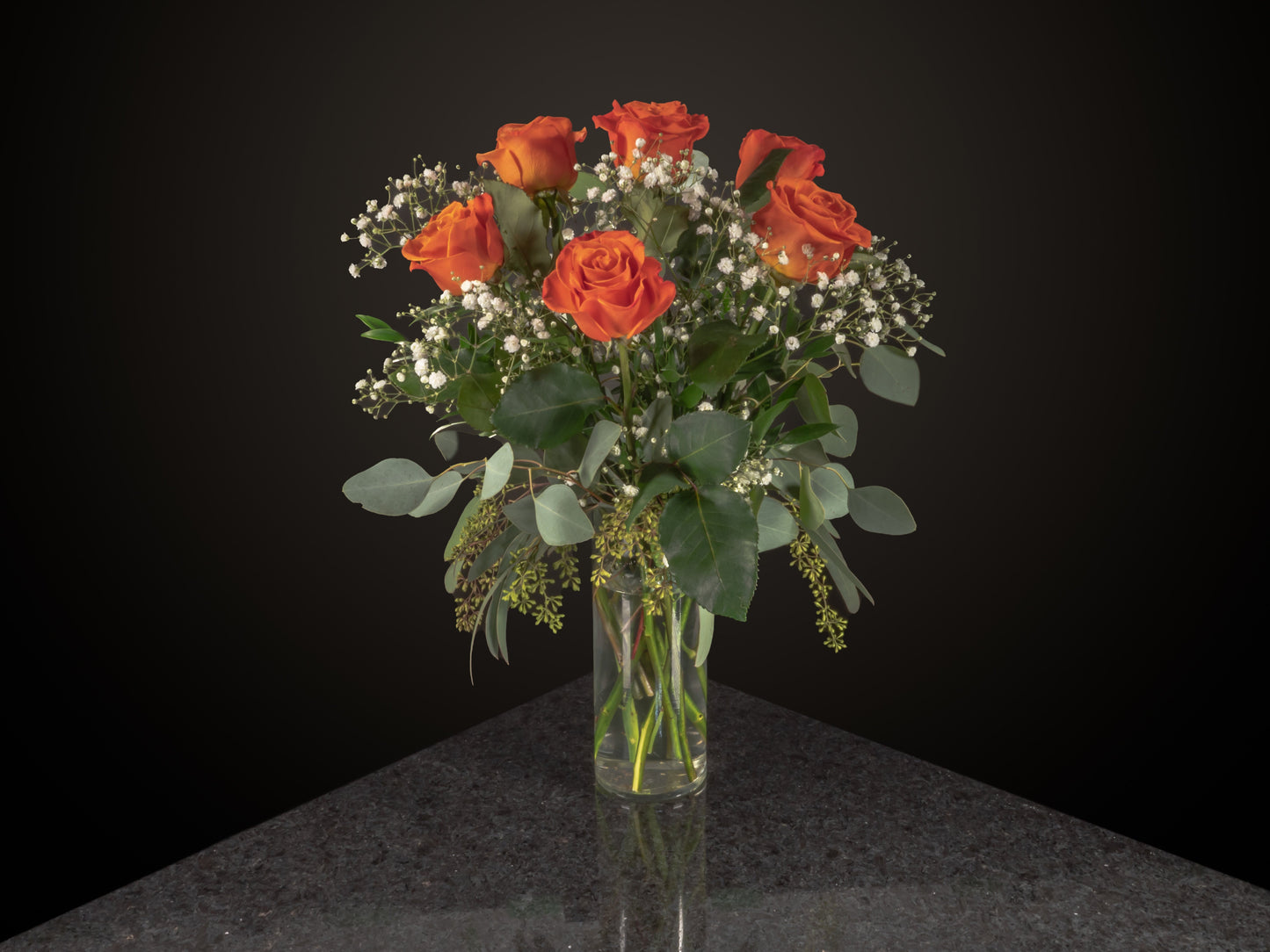 6 Roses / Vase / Fancy