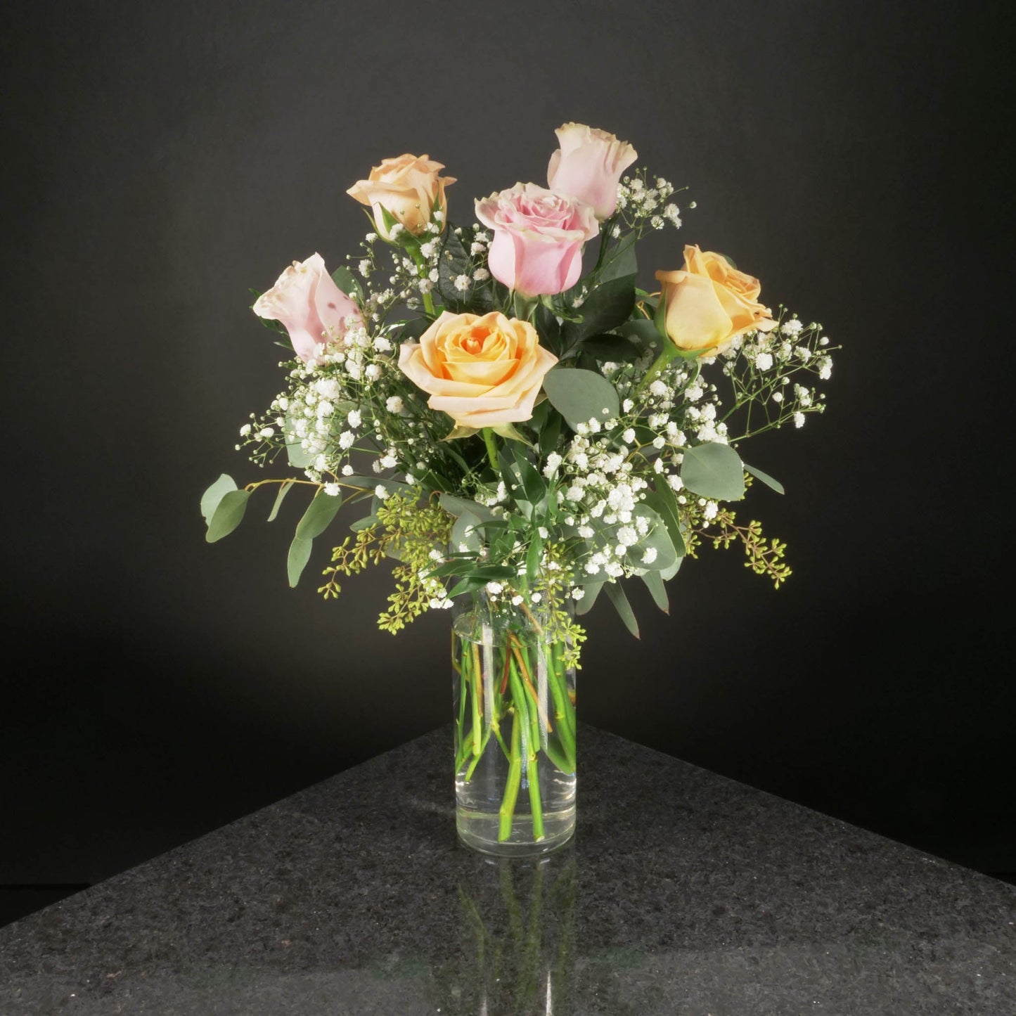 6 Roses / Vase / Fancy