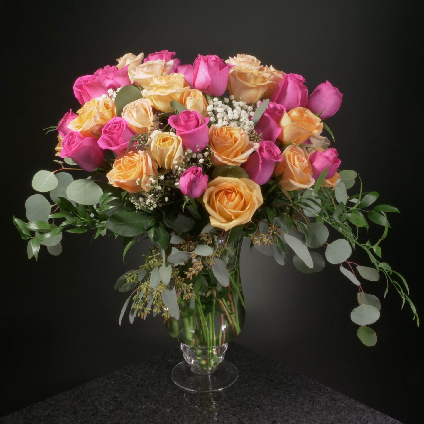 50 Roses / Vase / Fancy