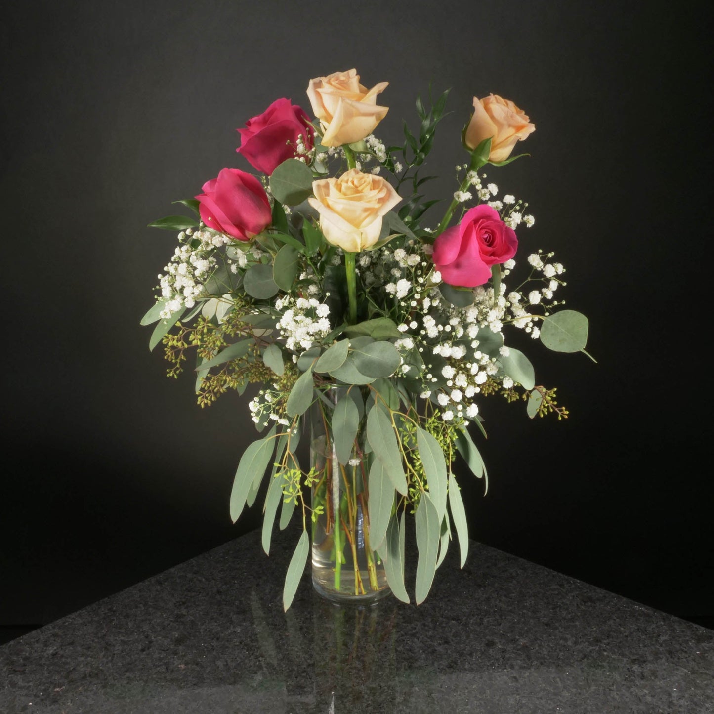 6 Roses / Vase / Fancy