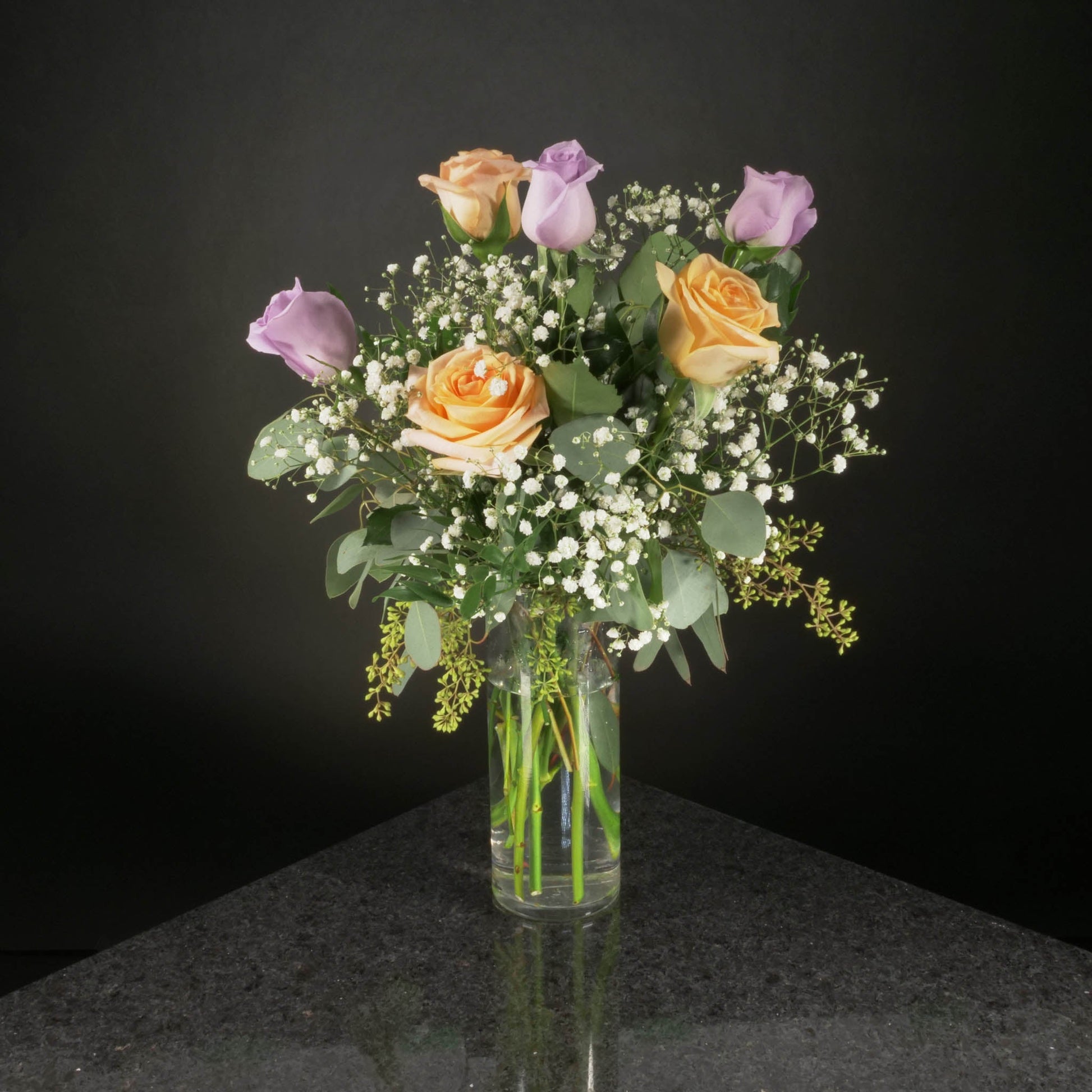 6 Roses / Vase / Fancy