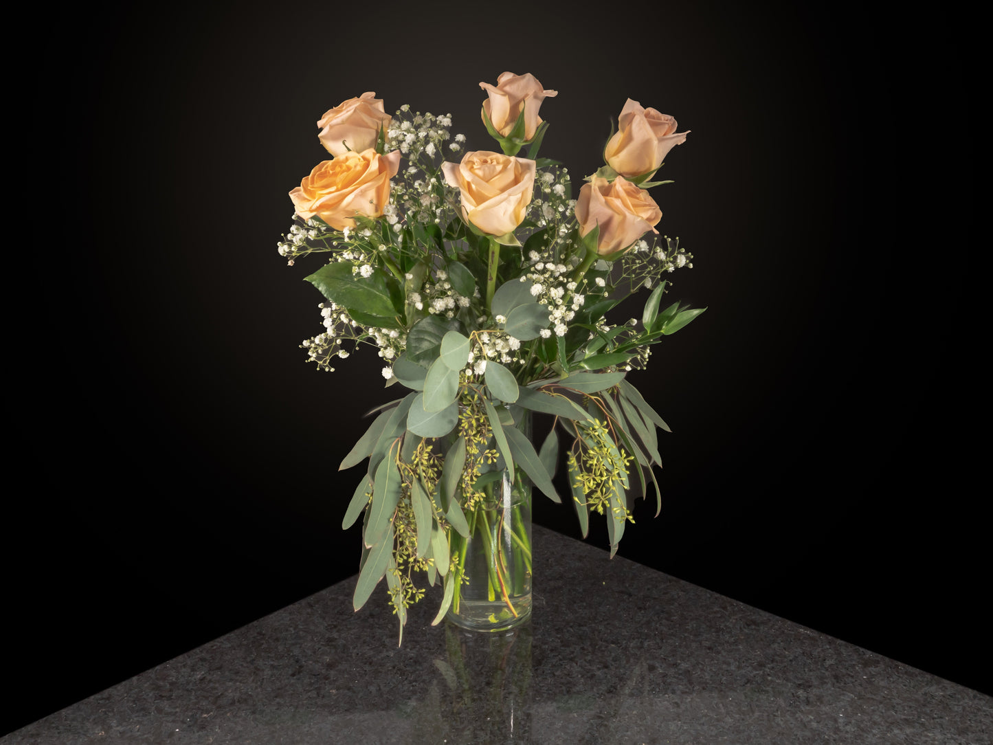 6 Roses / Vase / Fancy