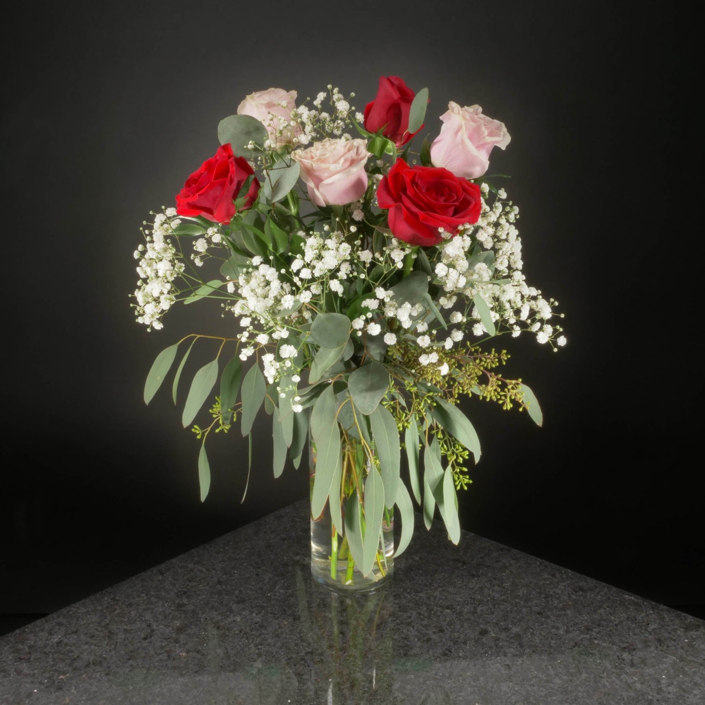 6 Roses / Vase / Fancy
