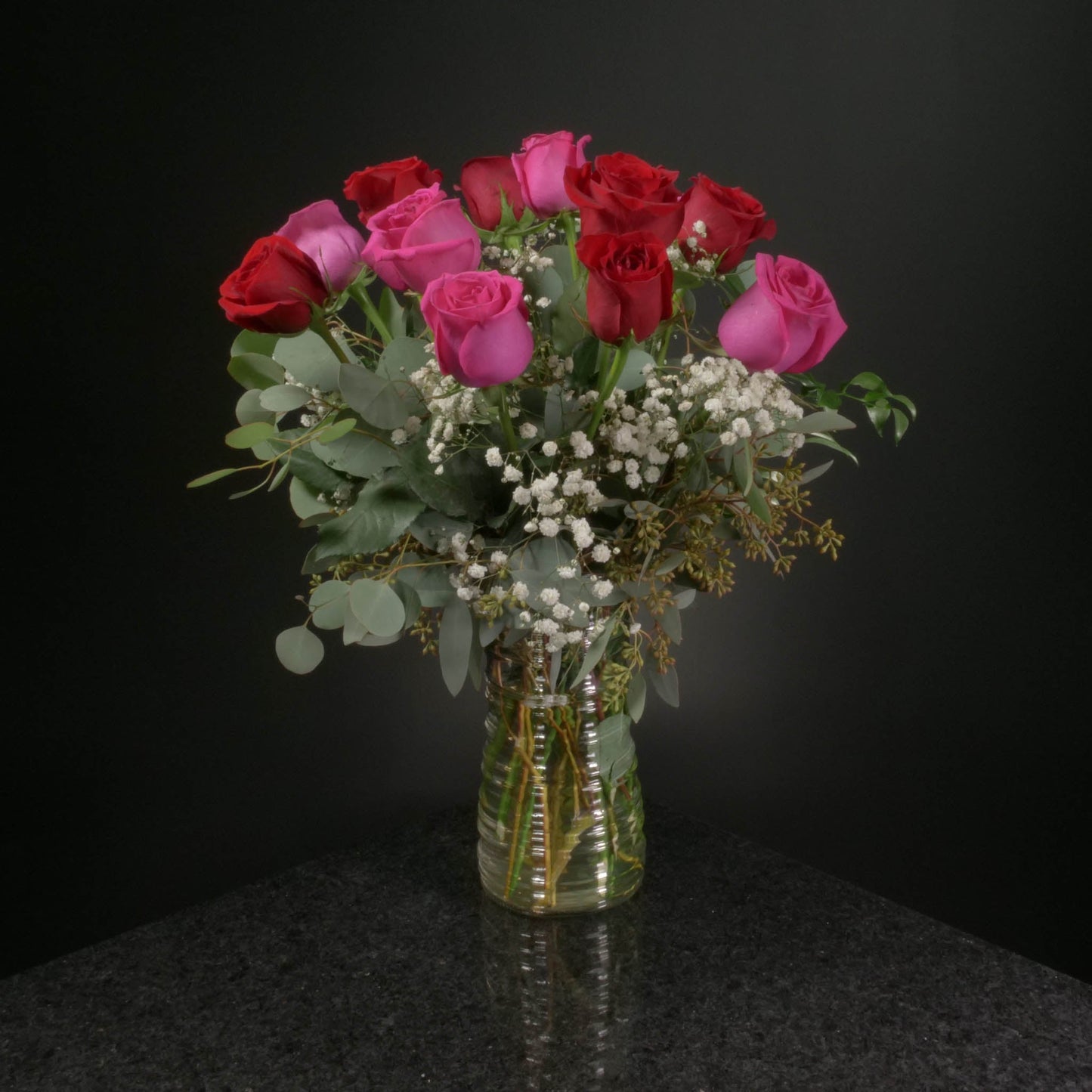 12 Roses / Vase / Fancy