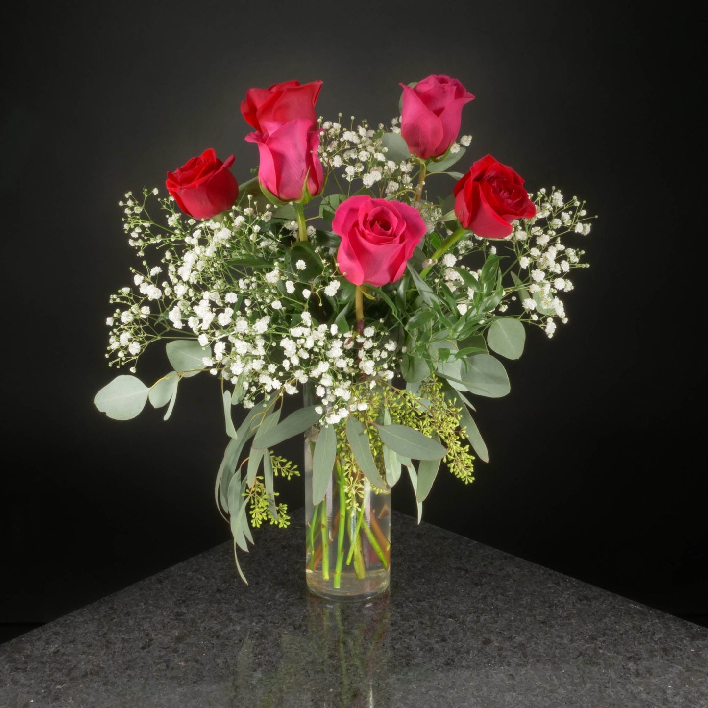 6 Roses / Vase / Fancy