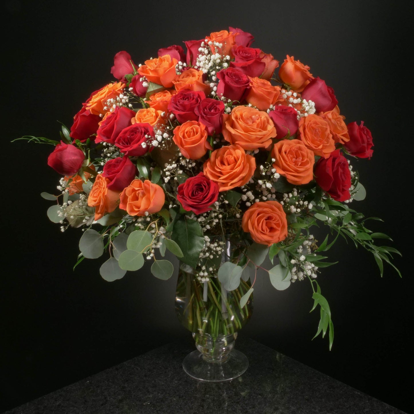 50 Roses / Vase / Fancy