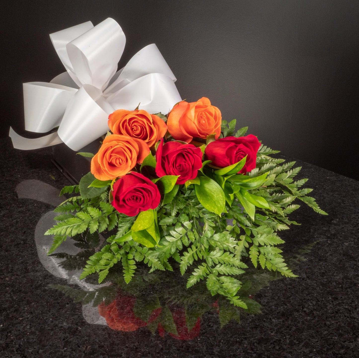 Red Orange Roses 6 Roses / Hand-Tied / Basic