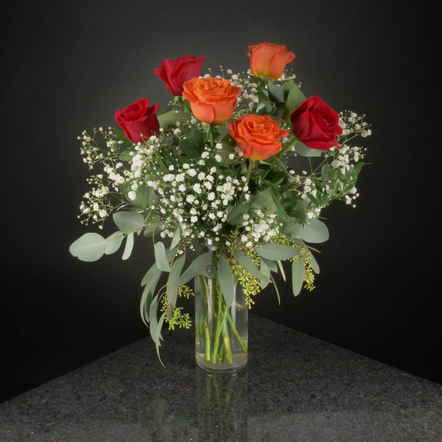 6 Roses / Vase / Fancy