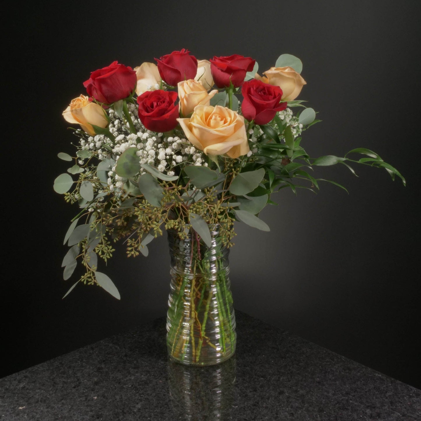 12 Roses / Vase / Fancy