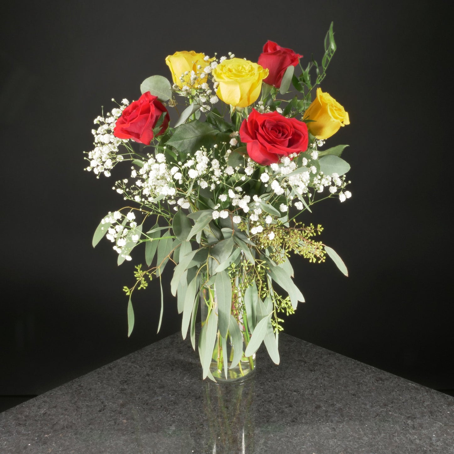 6 Roses / Vase / Fancy