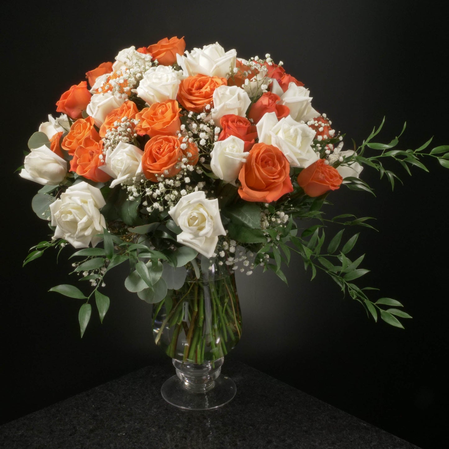 50 Roses / Vase / Fancy