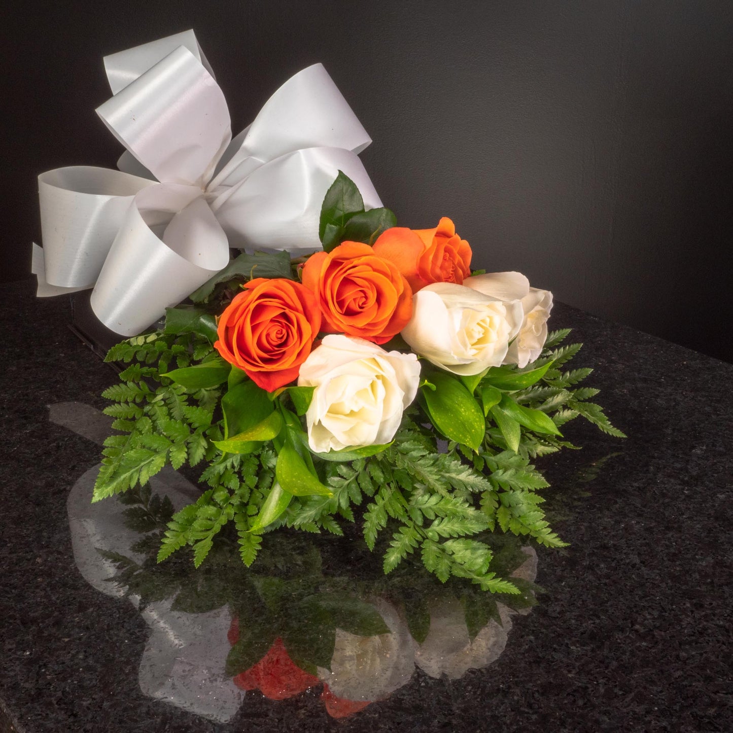 White Orange Roses 6 Roses / Hand-Tied / Basic