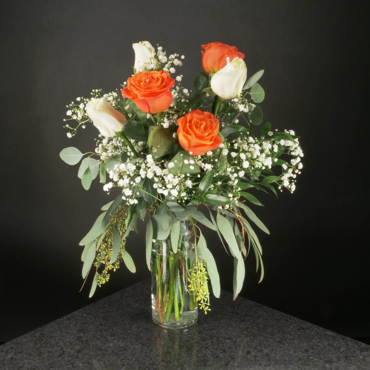 6 Roses / Vase / Fancy