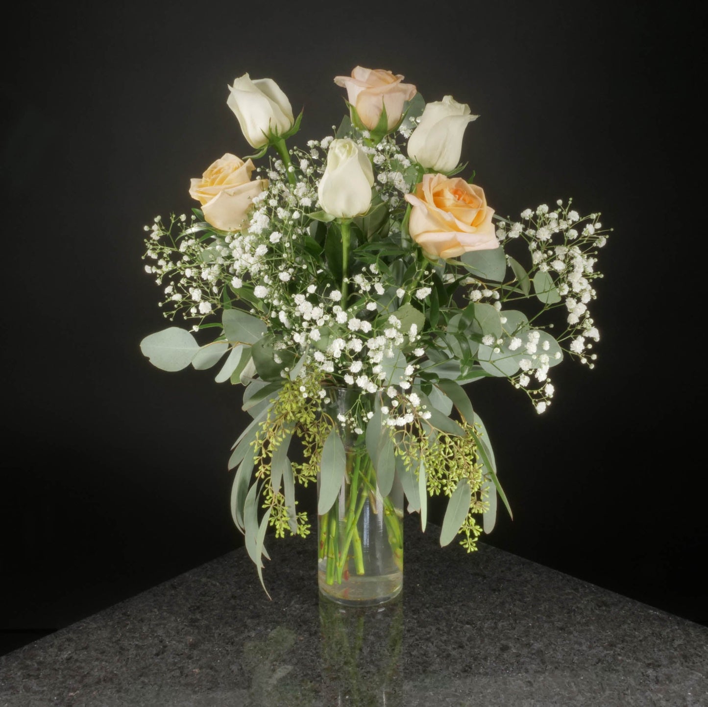 6 Roses / Vase / Fancy