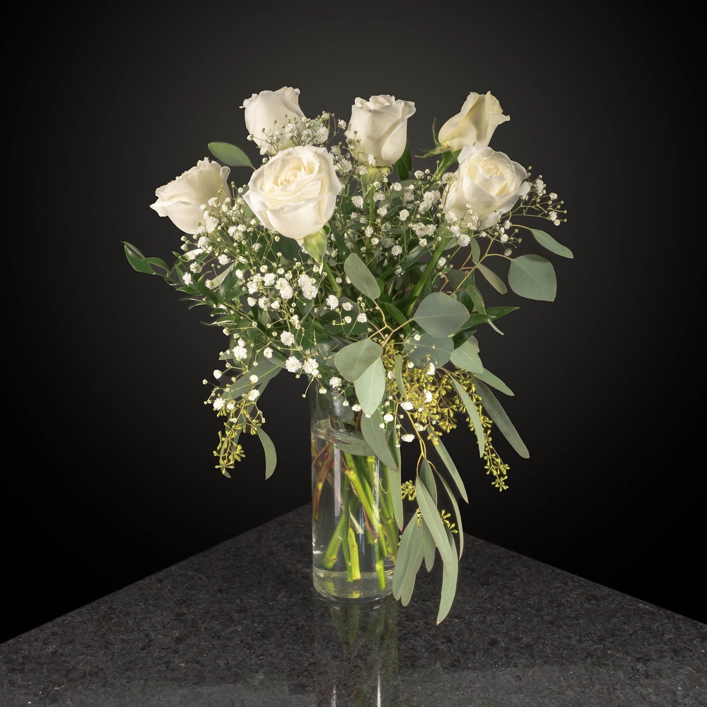 6 Roses / Vase / Fancy