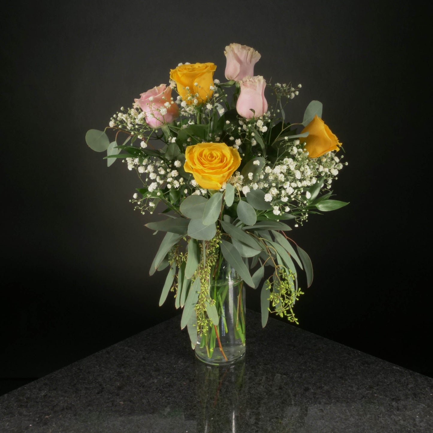 6 Roses / Vase / Fancy