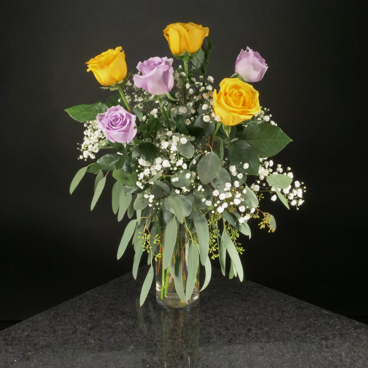 6 Roses / Vase / Fancy