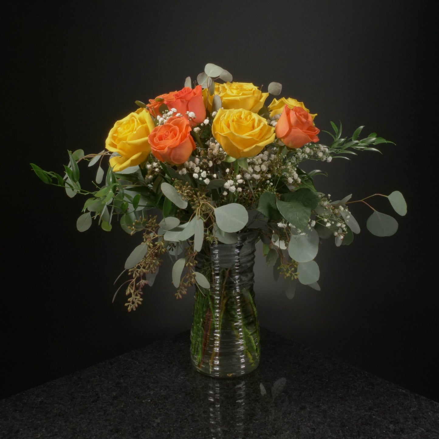 12 Roses / Vase / Fancy