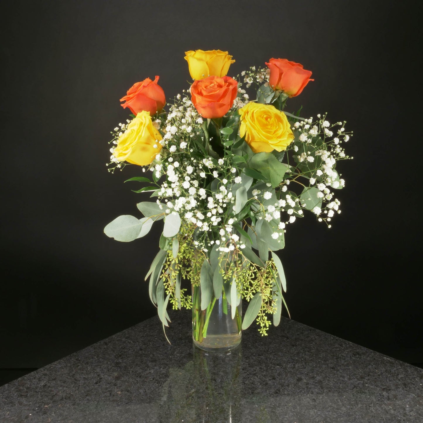 6 Roses / Vase / Fancy
