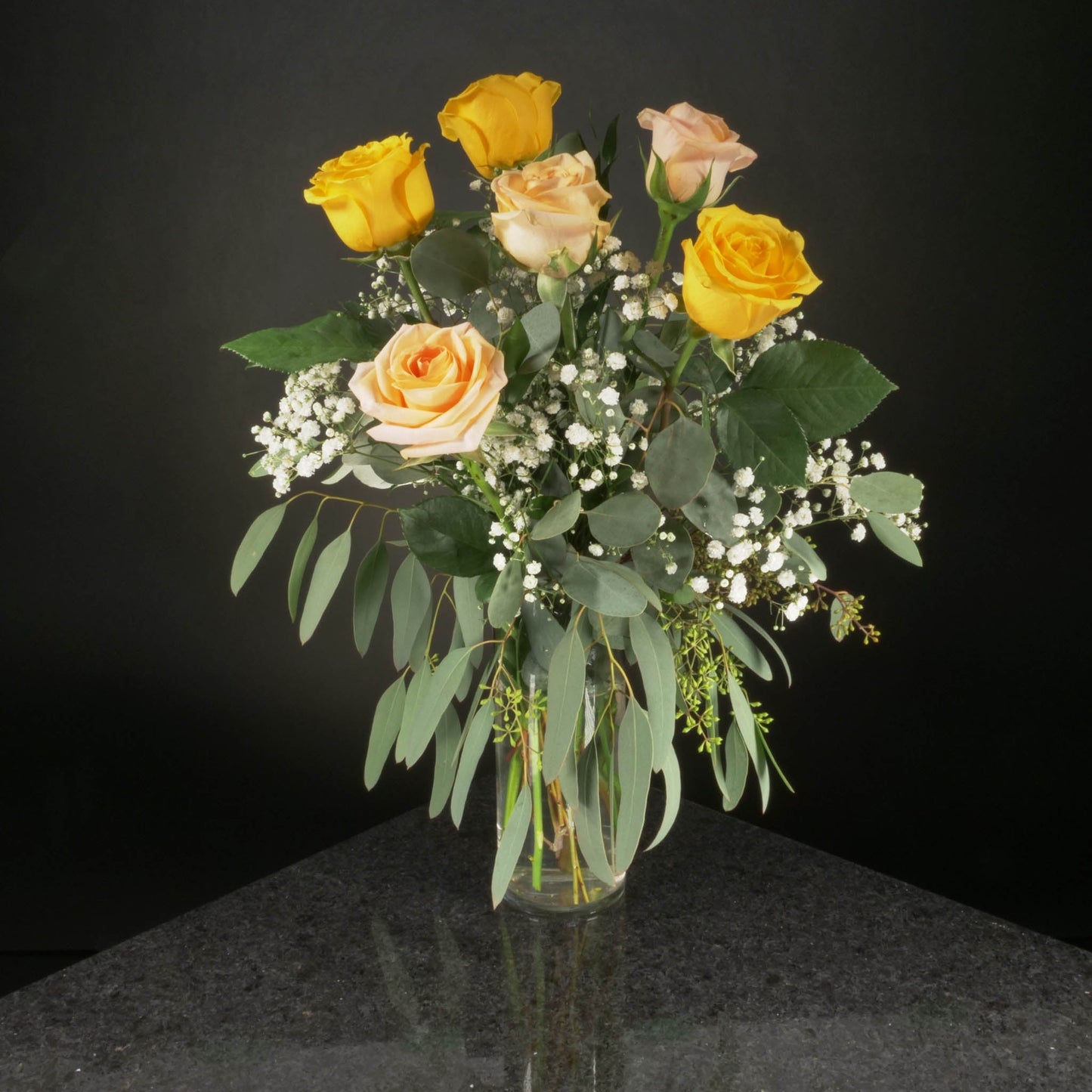 6 Roses / Vase / Fancy