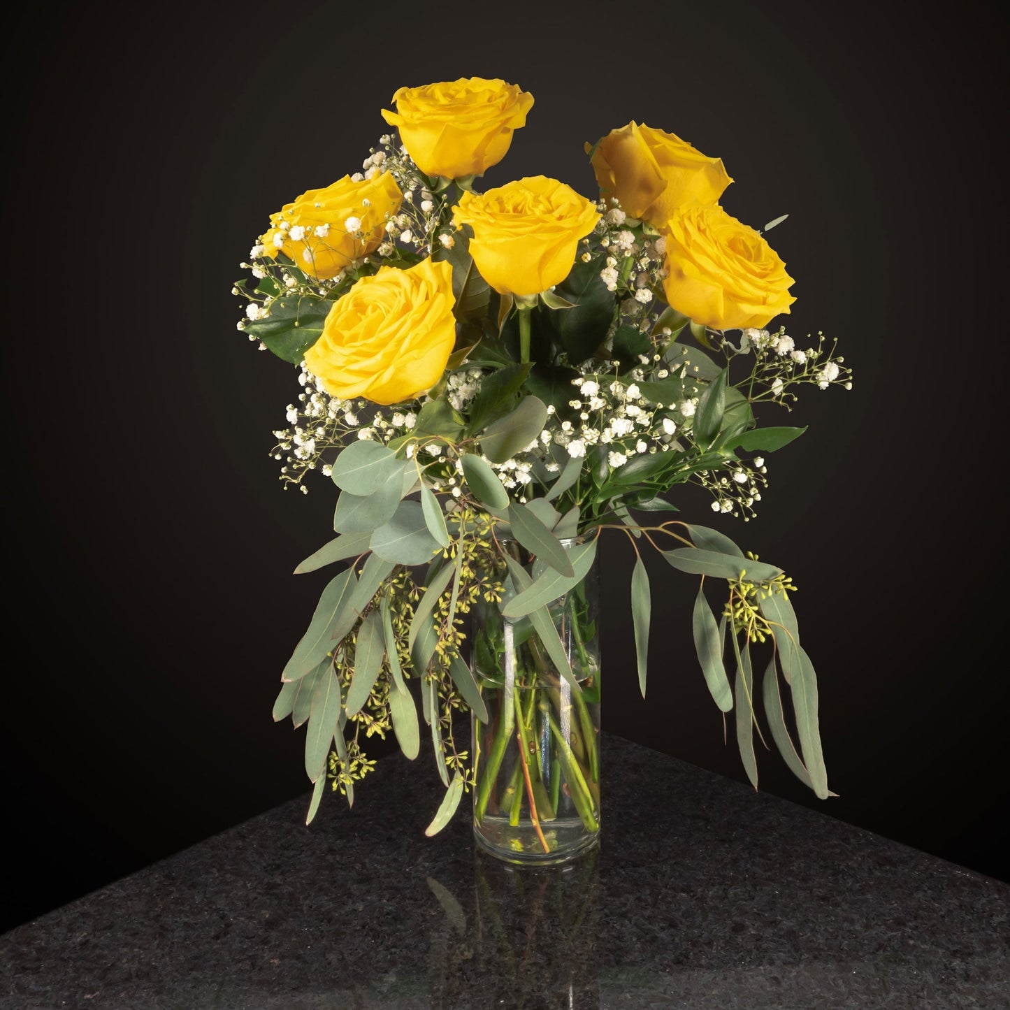 6 Roses / Vase / Fancy